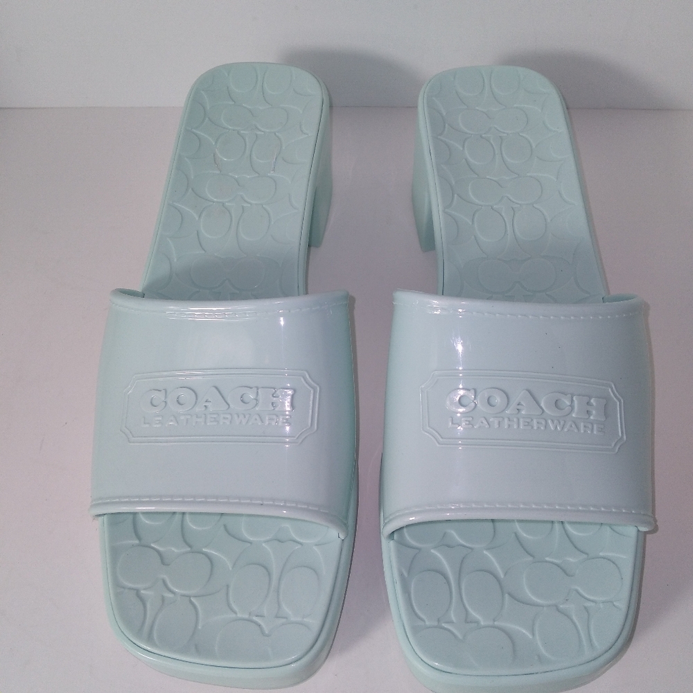 Coach Scarlett Women's Sea Mist Blue Slide On Sandals Size- 10 - Picture 3 of 9